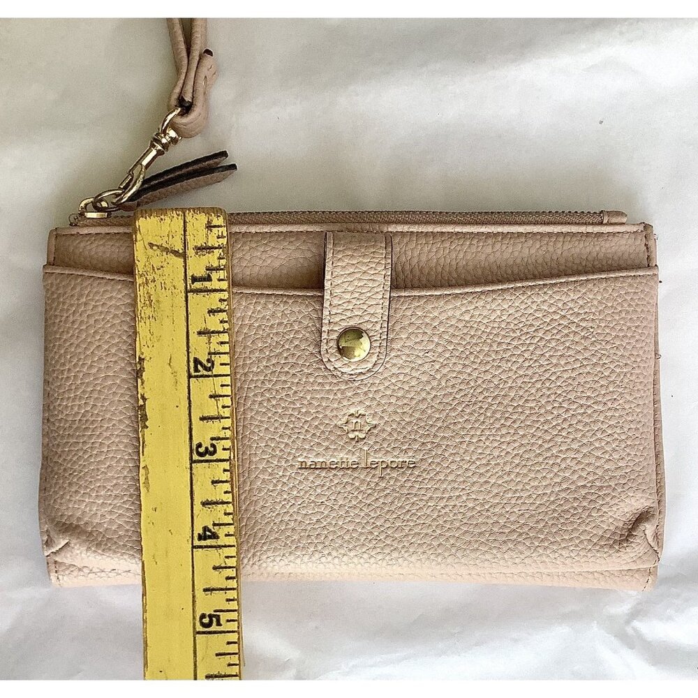 Nanette Lepore Women Pale Pink/Brown Leather Wristlet One Size - Picture 9 of 9